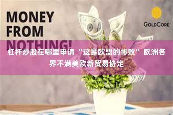 杠杆炒股在哪里申请 “这是欧盟的惨败” 欧洲各界不满美欧新贸易协定