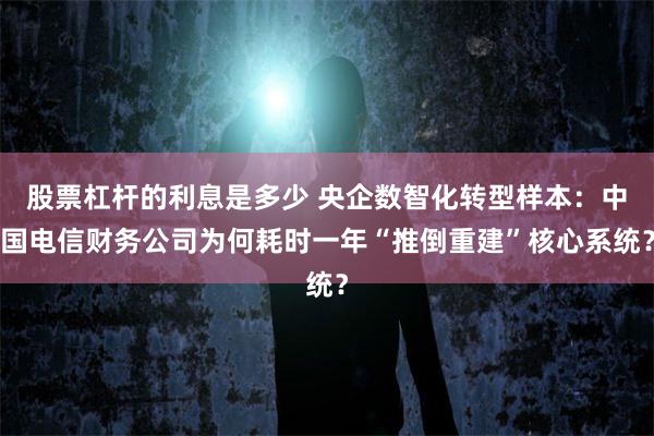 股票杠杆的利息是多少 央企数智化转型样本：中国电信财务公司为何耗时一年“推倒重建”核心系统？