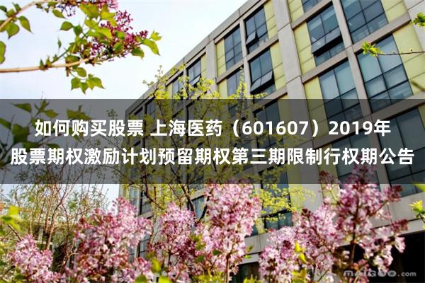 如何购买股票 上海医药（601607）2019年股票期权激励计划预留期权第三期限制行权期公告
