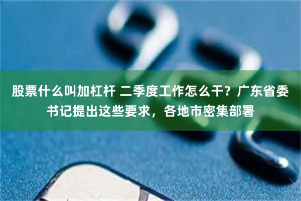 股票什么叫加杠杆 二季度工作怎么干？广东省委书记提出这些要求，各地市密集部署