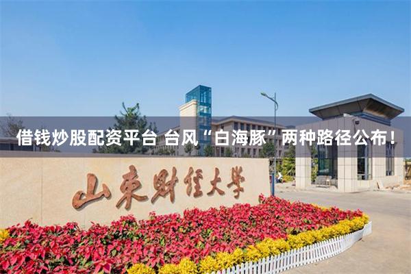 借钱炒股配资平台 台风“白海豚”两种路径公布!