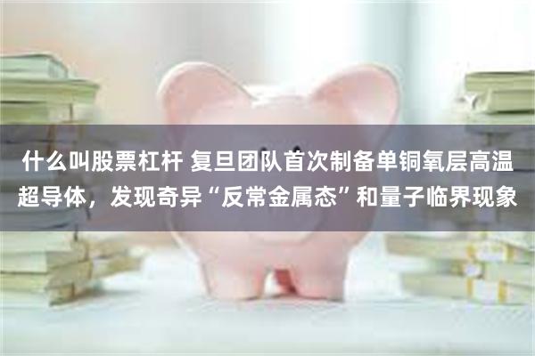 什么叫股票杠杆 复旦团队首次制备单铜氧层高温超导体，发现奇异“反常金属态”和量子临界现象