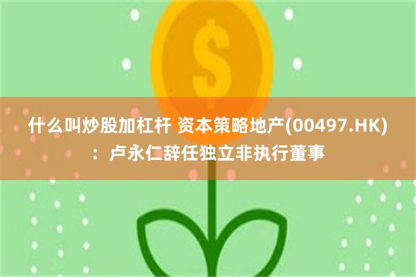 什么叫炒股加杠杆 资本策略地产(00497.HK)：卢永仁辞任独立非执行董事