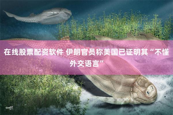 在线股票配资软件 伊朗官员称美国已证明其“不懂外交语言”